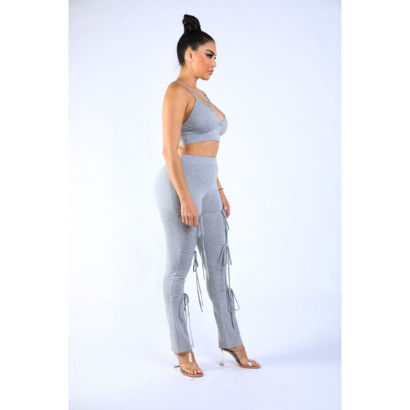 Women's Spaghetti O-ring Center Front Tank Top And Matching Tie Detailed Pants S - Picture 5 of 12